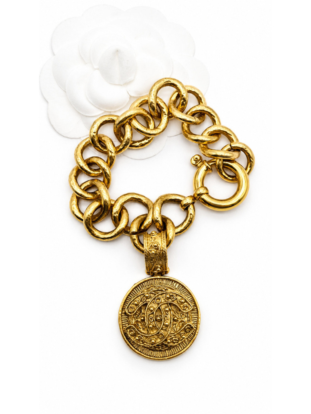 CHANEL VINTAGE CC MEDALLION CHARM BRACELET